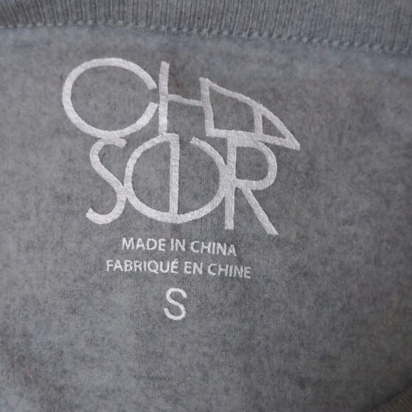 Chaser Knit Top in Vintage Ski Print Heather Gray Crew Neck Long Sleeves S New - Picture 9 of 11